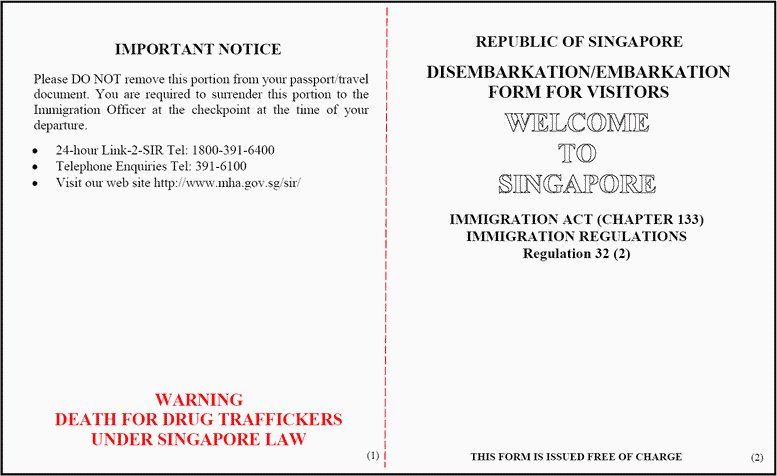 Australia Embarkation Card